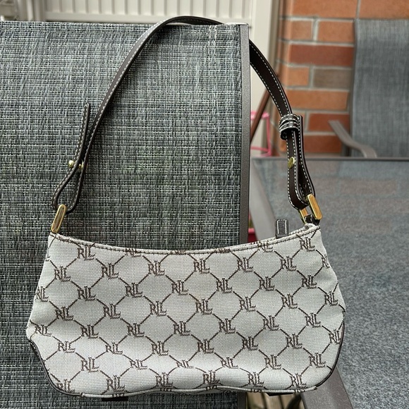 Lauren Ralph Lauren Handbags - Vintage Y2K Lauren Ralph Lauren Monogram Cotton Canvas Mini Shoulder Bag